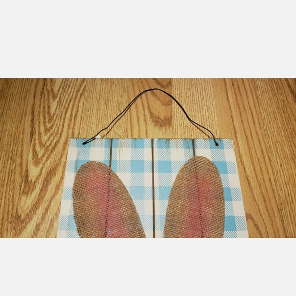 Happy Easter Wood Sign Rabbit CUTE - Picture 3 of 11